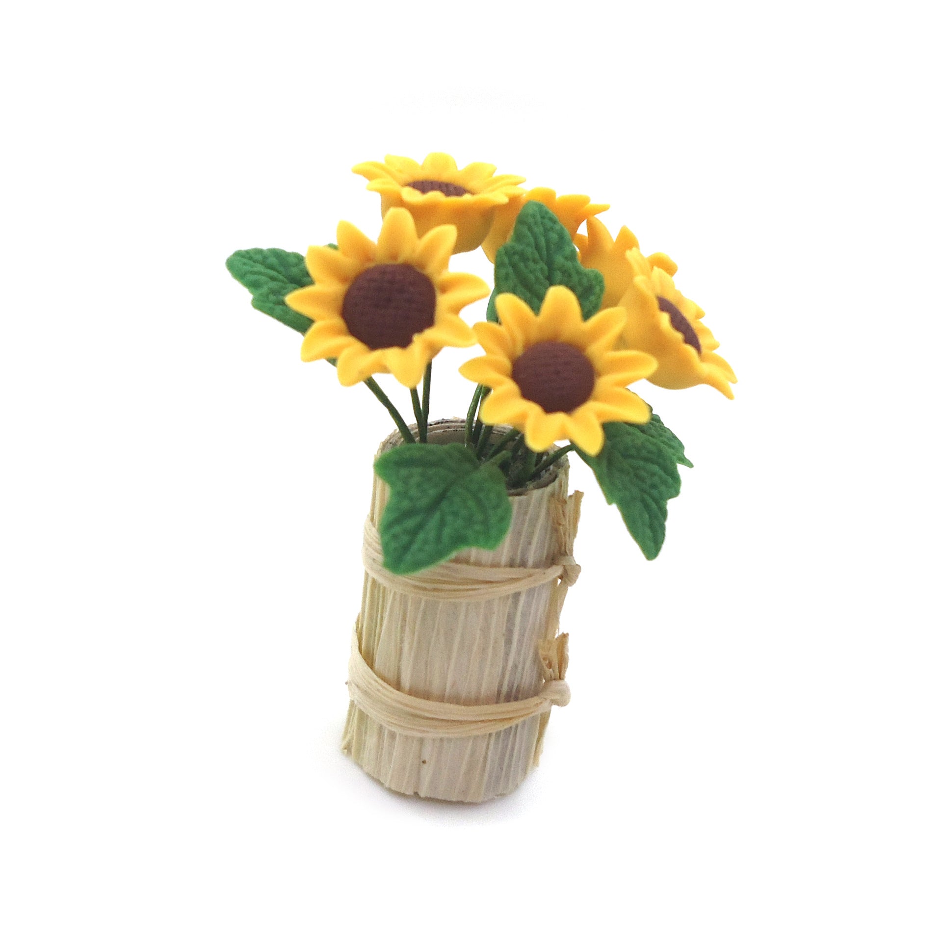 Wholesale 1:12 dollhouse accessories dollhouse simulation mini clay flower craft pot sunflower flower 6 models